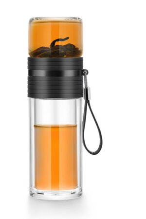 Double Wall Glass Tea Tumbler with Infuser/Storage 238 ml (8oz)