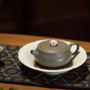 Small Round Yixing Teapot with Taihu Stone Lid Knob, Qing Duan Ni 175ml