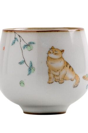 Ruyao Cat Tea Cup – Ru Kiln Crackle Glaze Gongfu Tea Cup 110ml / 3.7oz