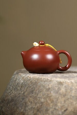 Small Xishi Yixing Teapot, Red Zhu Ni Clay Teapot 100ml