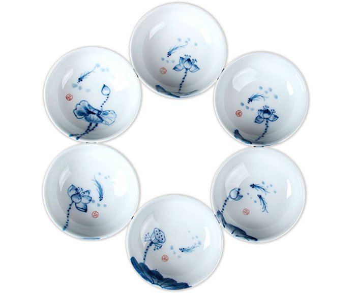 Porcelain tea cups set of 6 (66 ml / 2.2 oz)