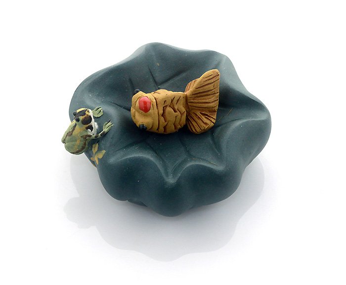Chinese Yixing Frog & Fish Tea Pet "Lotus of Love"