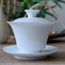 White Porcelain Gaiwan, Magnolia Shape 115ml