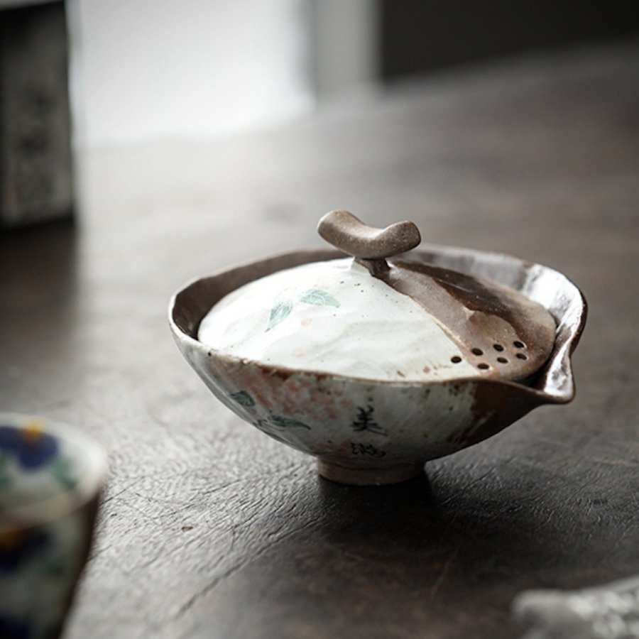 Handleless Japanese Hohin Teapot, Ceramic Easy Gaiwan 100ml