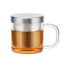 Mini Glass Tea Infuser Mug with Lid, Stainless Steel Filter 350ml/12oz