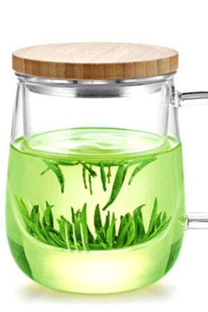 Tea Infuser Mug with Bamboo Wooden Lid (500 ml / 17 oz)