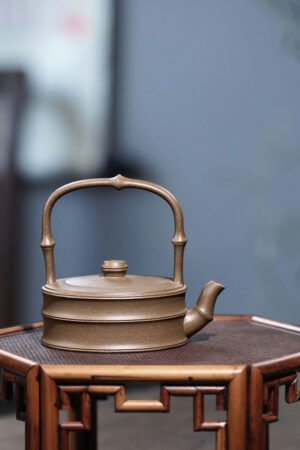 Flat Bamboo ‘Ti Liang Hu’ Yixing Teapot- Duanni Clay, Bamboo Theme 190ml