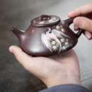 Purple Clay, Ziye Shipiao Yixing Teapot with Phoenix Painting 230ml
